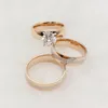 Cluster Rings Devoted In A Relationship 3pcs Women Engagement Bridal Sets Lovers 18k Rose Gold Plated 316L Stainless Steel Wedding Bands