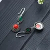 Boucles d'oreilles mode recommande chinois classique Cheongsam Hanfu boucle d'oreille pour les femmes galvanoplastie couleur argent artisanat imitation jade