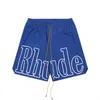 Lente/zomer 23ss Amerikaans modemerk Rhude Letter Printing heren en dames losse casual 5/4 shorts