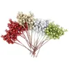 Decorative Flowers 1-20 Branches Glitter 14 Heads Artificial Berries Xmas Tree Bouquet Holly Berry Stamen Plant Christmas Party Home Decor