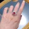 Cluster Rings Springlady 925 Sterling Silver Oval 8 10mm Created Ruby High Carbon Diamond Gemstone Ring for Women Engagement Smycken