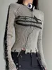 Женские свитера Weekeep Ripped Vintage Sweater Harajuku с лоскутным принтом, джемперы с длинными рукавами для женщин, осень-зима, базовые пуловеры, уличный стиль 231120