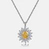 Ciondolo con diamante topazio taglio fiore Collana con pendenti per matrimonio in argento sterling reale al 100% per donne Gioielli da promessa nuziale