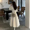 Kadın Yün Karışımları 2023 Kış Kadınlar Zarif Beyaz İnce Yün Palto Kadın Çift Göğüslü Aline Koreli Kalın Sıcak Uzun Ofis Leydi 231120
