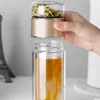 Water Bottles 390ML Tea Water Bottle High Borosilicate Glass Double Layer Tea Water Cup Infuser Tumbler Drinkware Water Bottle With Tea Filter 231120