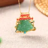 Pendant Necklaces Ancient Gold-Plated Maitreya Buddha Imitation Hetian Jade Retro Minority Design Light Luxury Necklace For Women
