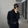 Męskie koszulki męskie Mężczyzna Corduroy długi rękaw Czarna jesienna moda Vintage męska Trendyol Koreański styl luźny guziki chemise homme