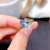 Anneaux de cluster Style de coeur Blue Topaz Bague pour femmes Bijoux Naturel Citrine Gemstone Real 925 Silver Engagement