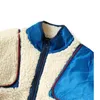 Giacche da uomo Giacca in cashmere con giunture a contrasto di colore Cappotto casual in peluche di agnello pieghevole in stile giapponese