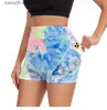 Yoga outfit ny fickhöftyftyogbyxor andningsbara tie-dye byxor som kör fitnesssportshorts kvinnor T230421