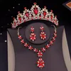 Ensembles de bijoux de mariage filles couronne mariée pour femmes diadèmes soirée collier boucle d'oreille robe mariée accessoire 230420