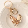 Keychains Poultry Rooster Rhinestone Keychain Creative Cute Car Key Chain Women Bag Accessories Ring Zodiac Chicken Metal Pendant