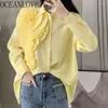 Women's Blouses OCEANLOVE Solid Spring Autumn Shirts&blouses 3D Flowers Vintage Korean Fashion Women Tops Elegant Sweet Party Blusas Mujer
