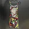 Luxury Women Dress Skirt Multicolor Backless Dresses Designer Summer Beach Holiday Dress