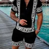 Heren tracksuits set streetwear 3D printen met korte mouwen polo shirt shorts pakken pak zomer mode sportkleding kleding shirts voor 230420
