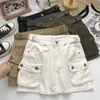 Skirts Vintage Denim Cargo Women Chic High Street 4-colors All-match Summer Sweet Ins Pockets Mini A-line Faldas Sexy College