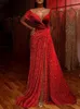Vestidos casuales Vestido de fiesta para mujer Lentejuelas Temperamento Media cintura Red Host Banquete Noche Hasta el suelo Falda larga