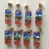 Pendant Necklaces Wholesale 8pcs/lot Retro Colorful Natural Lapis Lazuli Tiger Eye Stone 7 Colors Cuboid Shape Charms Pendulum Pendants