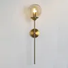 Applique moderne boule de verre lampes or fer forgé longues luminaires LED pour chambre chevet salle de bain miroir Luminaire