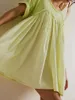 Robes décontractées Mini robe d'été pour femmes à manches courtes couleur unie garniture à volants a-ligne bouffante