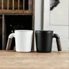 Tassen Keramik Retro Kaffeetassen 400 ml Kurze Büro Wassertasse Filter Tee Mit Deckel Holzgriff Geburtstagsgeschenkbox