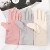 Fem fingrar handskar kvinnlig mitten lång sommar bomulls höst tunn pekskärm som kör solskyddsmedel för kvinnor Guantes