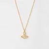 Nanaspace - Western Empress Dowager Alloy Multi Diamond Saturn Gold Ins Halsband Collar Chain Sun Moon Star