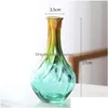 Vases Creative Simplicity Glass Vases Rich Bamboo Lily Striped Vase Home Living Room Flower Arrangement 17Cm Desk Ornaments Drop Deliv Dhqzl