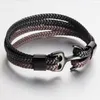 Charm Bracelets Men Stainless Steel Anchor Braided Leather Rope Bracelet Multi-Layer Wrap Trendy Armband Pulsera Hombre