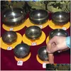 Decorative Objects Figurines Nepal Large Tibetan Bowls Manual Tap Metal Craft Buddha Relius Earthenware Bol Tibetain Luneaire Chantant Dh0Hm