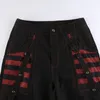 Dżinsowe dżinsy kobiety gotycka bandaż szerokie nogi spodnie kobiety nadmierna niska Rise Dark Academic Spoders Streetwear 90s workowate pant punkowe styl 230421