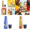 Botellas de agua Botella termocrómica 316 Acero inoxidable Bpa- Traje de grado médico Autolimpieza Termo Er Taza deportiva no tóxica Taza 2 gotas Dhyrk