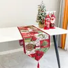 33 * 180 cm / 13 * 71 pulgadas Camino de mesa navideño Tela de algodón y poliéster Mesas de comedor Banquete de boda Hombre de nieve Elk Floral Mantel suave Decoración Regalo JY0692