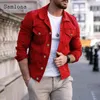 メンズジャケットサムロナプラスサイズのメンデニムメンズファッションフード付きジャンジャケット冬ウォームコート男性スタンドポケットトップアウターウェア