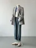 Kvinnors kostymer unxx grå kort ulldräkt kappa hösten och vinter high-end 2023 stil blazer jacka casual office lady lady lady