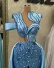 April Aso 2023 EBI Pearls Crystals 무도회 드레스 스팽글 레이스 인어 메이드 공식 파티 두 번째 리셉션 생일 약혼 가운 드레스 Robe de Soiree es