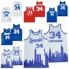 High School Basketball Lincoln 34 Jesus Shuttlesworth Jerseys UConn Connecticut Huskies Big State Moive Pullover College Blue Red White University Hiphop Shirt