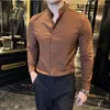 Camicie casual da uomo Abbigliamento di marca Camicie a maniche lunghe con colletto alla coreana/Abito da ufficio di alta qualità moda slim fit maschile 4XL-M