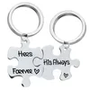 Keychains Valentine's Day Stainless Steel Couple Necklace Hers Forever His Always Puzzle Pendant Keychain