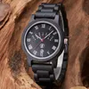 Armbanduhren Schwarz Ahornholzmaserung Wacth Mode Retro Multifunktionale Herren Quarz Armbanduhr Datum Woche Holz Handgelenk Wacthes Männer Uhr