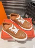 2023 Designer Kvinnor Casual Shoes Low Cut High Top Letter Högkvalitativ sneaker Beige Ebony Leather Shoe Luxury Tyg TRIMS Tjocksolade skor