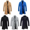 Mens Wool Blends Overcoat Coat Outwear Long Sleeve Trench Coats Jacket Stylish Elegant Pocket Winter Slim Men 231120