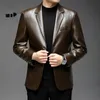 Mens Leather Faux Genuine Jackets Autumn Business Blazers Style Slim Thin Trend Zipper G139 231120