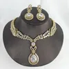 Necklace Earrings Set 2023 Fashion Retro Luxury Blue Yellow Red Zircon Drops Bride Wedding Dress Banquet Earring Jewelry