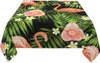 Tafelkleed flamingo palmblad vierkante tafelkleed zomer tropische bloemen wasbaar polyester deksel voor vakantiediner feest