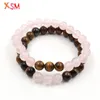 Strand Xinshangmie 2 Pcs/set Natural Tiger Eye And Rose Quartzs Distance Bracelets Couples Lovers Anniversary Jewelry