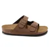 Sandales Arizona glisses Birks Stock Men Men de femmes Birko-Flor Nubuck Leather sabots Mocha Beach Chaussures Plateforme de curseur extérieur Sandale