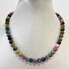 Ketten Luxus Brasilien Candy Turmalin Halskette Bunte Naturstein Schmuck Elegant Exquisite Perlenkette Choker Collier