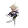 装飾的な花シミュレーションCALLA LILY CORSAGE BRIDAL BRIDESMAID TRELLISES GROOM BOUTONNIERE PINウェディングパーティークリエイティブデコレーション