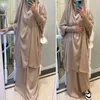 Roupas étnicas Ramadan Eid Jilbab 2 peças Conjunto Muçulmano Mulheres Oração Vestuário Abaya Vestido Longo Khimar Robe Niqab Islam Dubai Roupas Djellaba